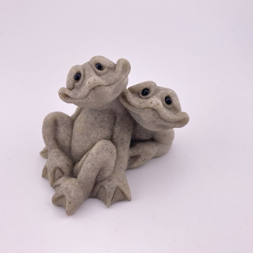 Quarry Critters Fric & Frac Smiling Frogs Figurine Second Nature Design 45303